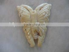 wholesale 30-40 light yellow butterfly carved natural coral custom pendant