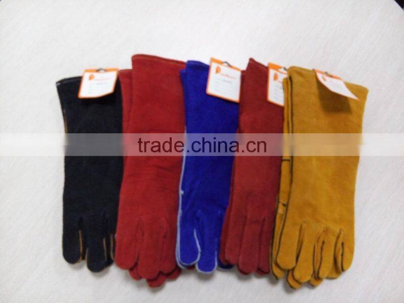 DDSAFETY 2017 Red Cow Split Leather Working Gloves With One Piece Back