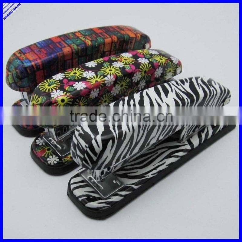 12.8cm office 20 sheets metal printed cute stapler