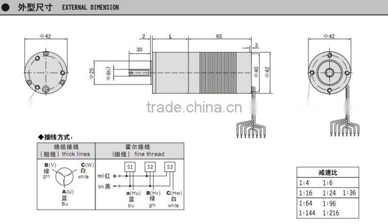 Brushless DC motor 24V 3000RPM 20W