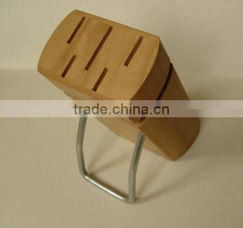 Regular 5- Slots Rubber wood Knife block, Stand, holder, with metal foot