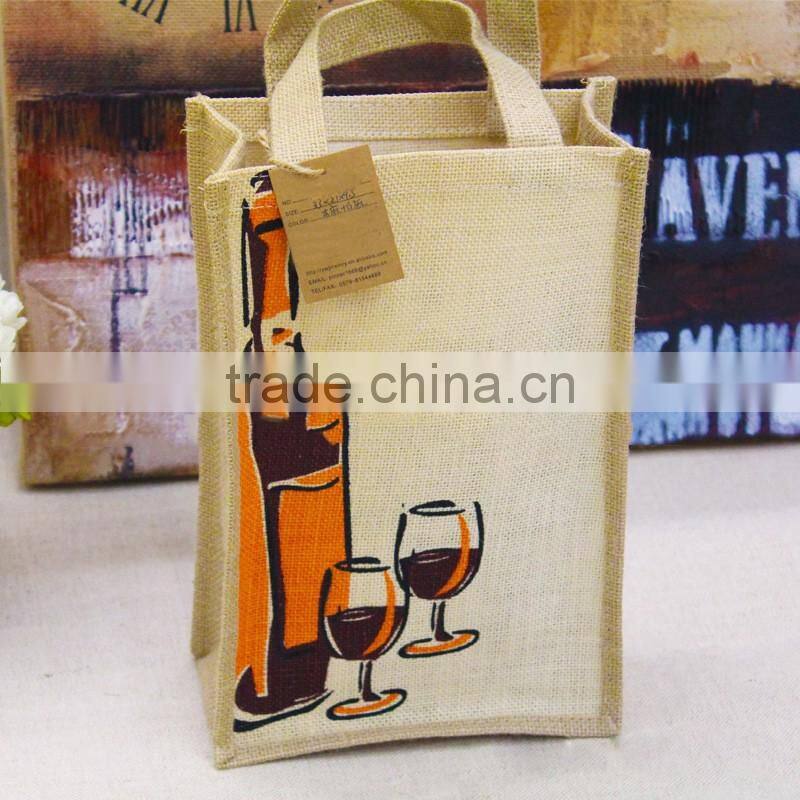 Natural wedding favor burlap Linen jute holiday wine gift bottle bags
