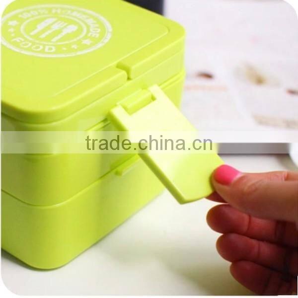 NEW Bento Lunch Box Set with 2 boxes handle small,CUSTOM plastic lunch box supplier,hot new product for 2015