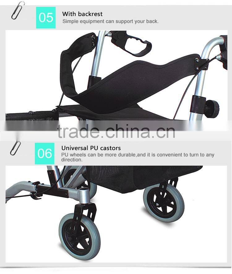 China suppliers TOPMEDI Rehabilitation Therapy Supplies lightweight 4 wheel folding rollator walker