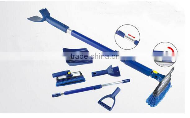 Telescopic car cleaning snow brush with ice scraper