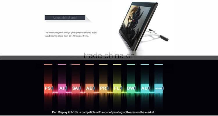 Huion GT-185 Graphic Drawing Tablet Monitor with Tempered Glass Screen and 8 Express Keys for PC and Mac