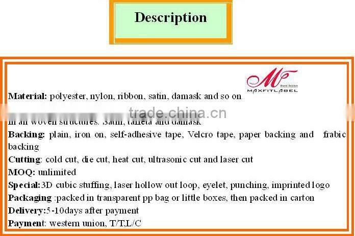 China direct factory wholesale fashion woven patch for garments