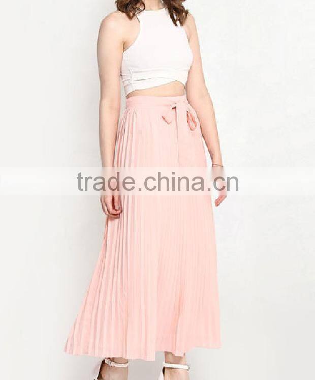 Chiffon pleated belt at front latest model full skirt ladies