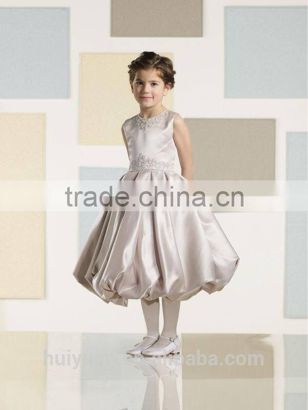 new designer baby gown satin round neck lace bow girl dress long