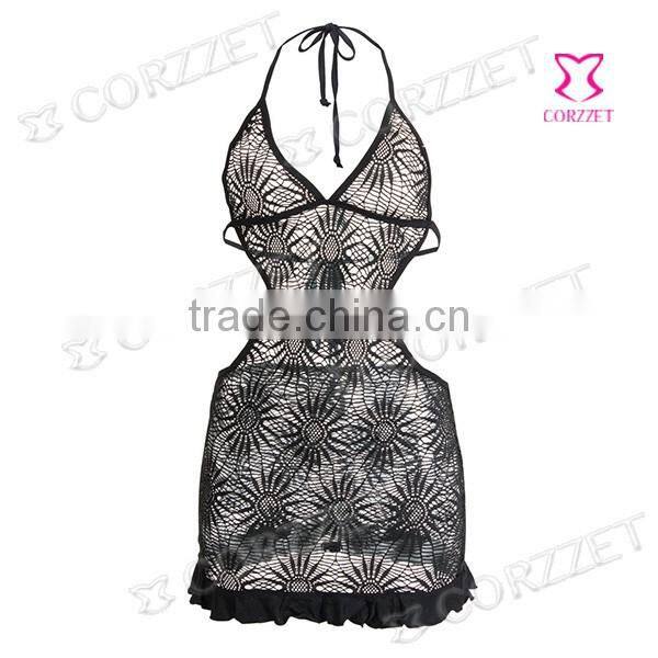 Black sexy backless girls nighty sexy wear lingerie