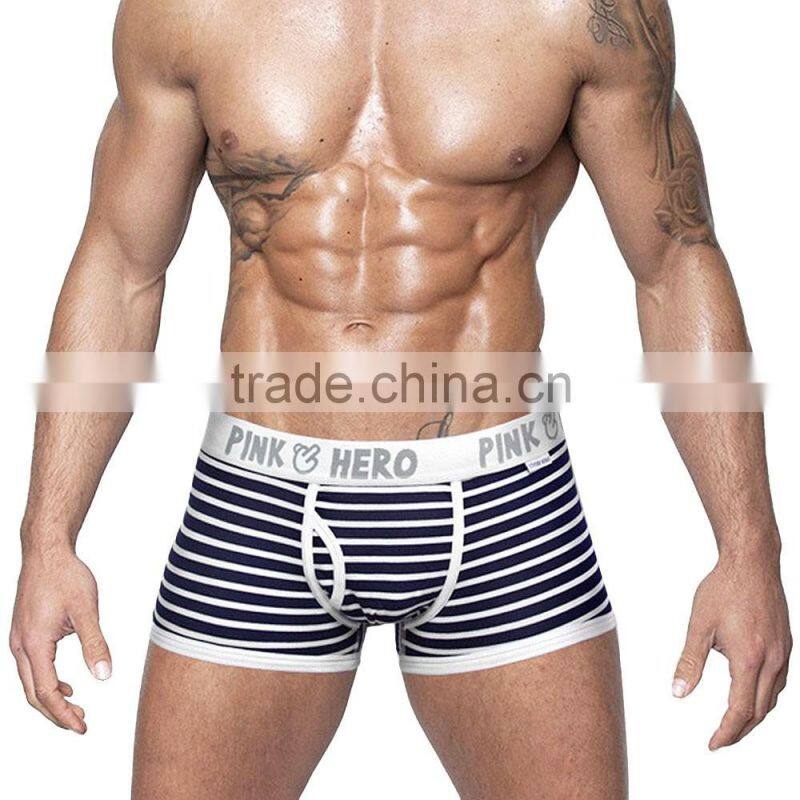 stripe cotton custom waistband logo for men underwear wholesale