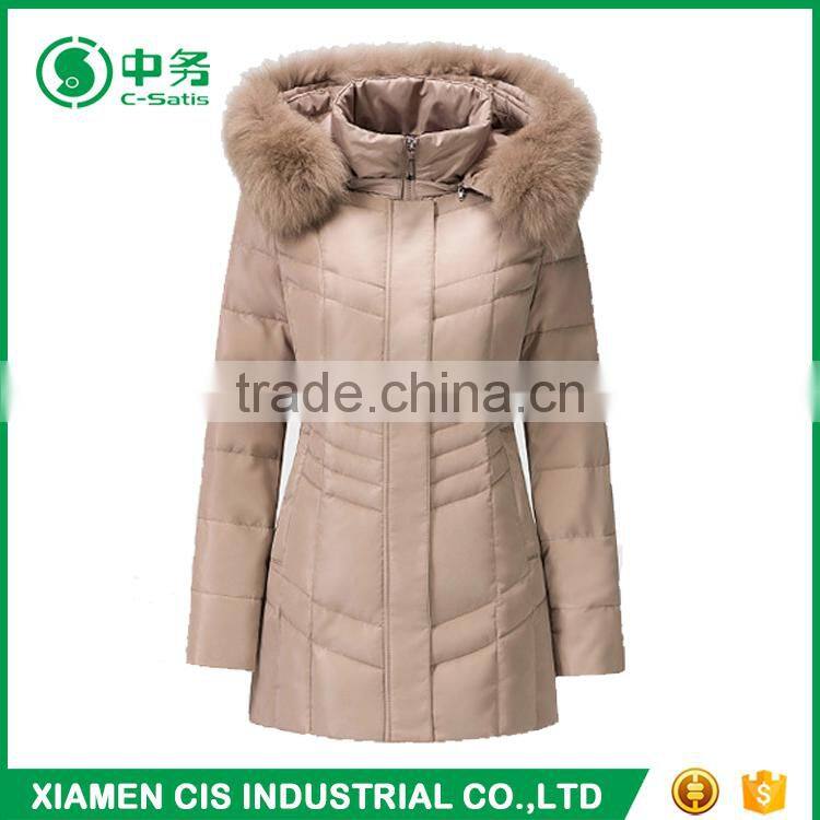 2017 New Arrival Winter Windproof Slim Fit Hooded Womens Parka Jacket