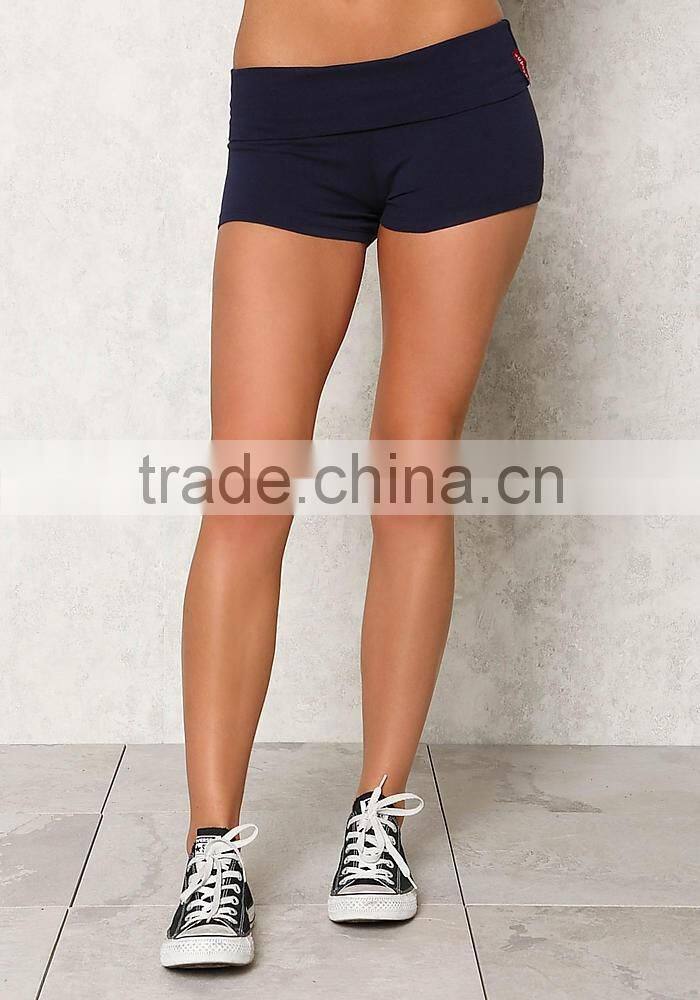 MGOO 2017 New Style Navy Yoga Stretch Shorts Sweat-Wicking Fabric 100% Cotton 250g Lined Inseam Crossfit Shorts