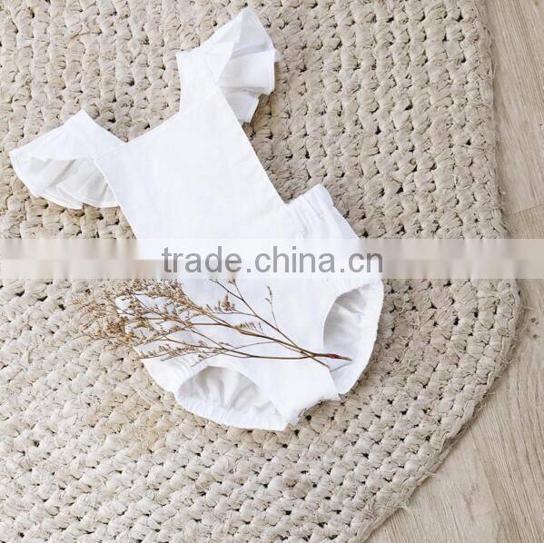 Soft 0-24 Months Baby Rompers Girls Wholesale Toddler Stripe Design Ruffle Sleeve Bodysuit With Bow