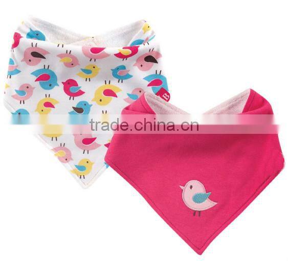 Alibaba china cute baby gift applique cotton custom absorbent dribbler wholesale bandana baby bibs