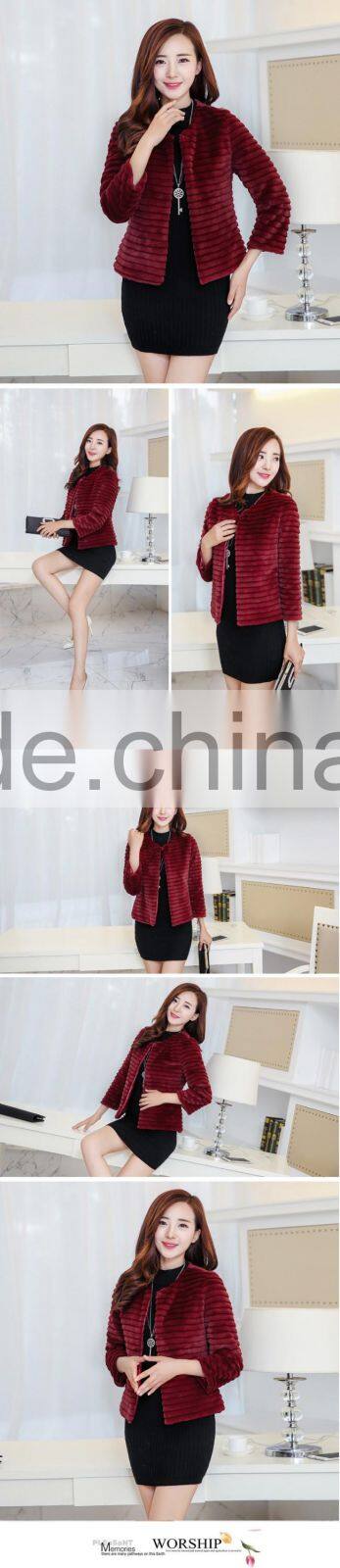 factory sale winter women white faux rabbit fur coat from china