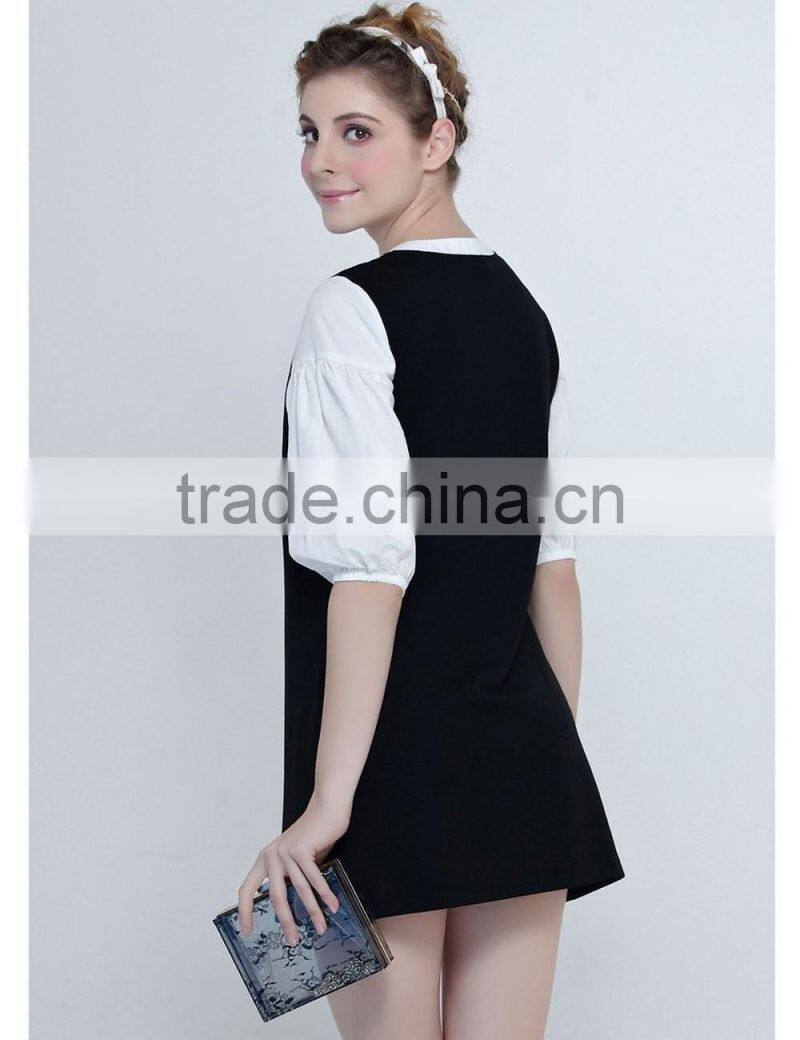 V-neck half sleeve two pieces plus size short dress guangzhou 2016 summer dress fashion lady dress