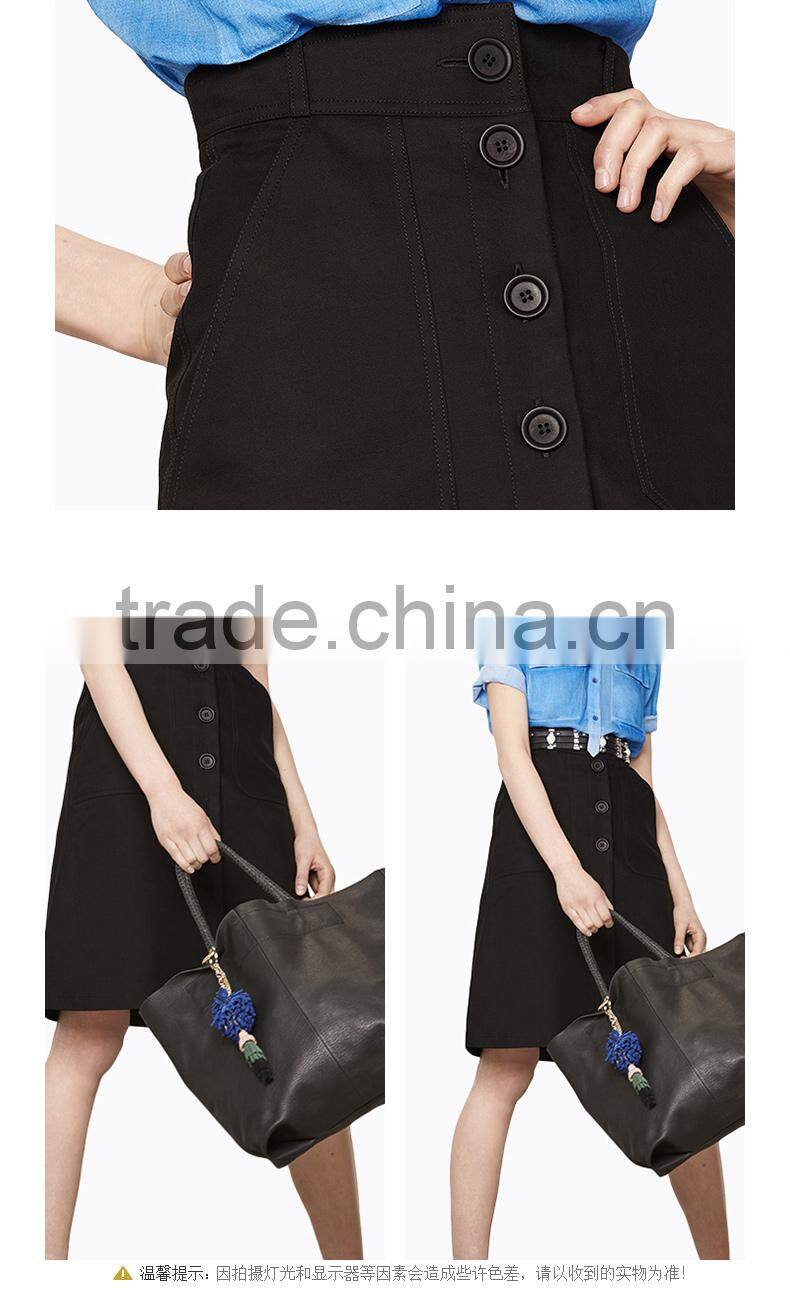 2016 Latest Fashion mini skirts oem chiffon women black short skirt