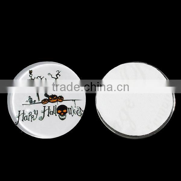 Glass Dome Seals Cabochons Round Flatback Black & White Halloween Grave Pumpkin Tree " Happy Halloween " Transparent 20mm Dia