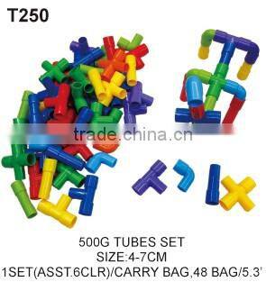 500g Colorful Connect Tube Plastic Educational Building Blocks Shapes Toy For Kids