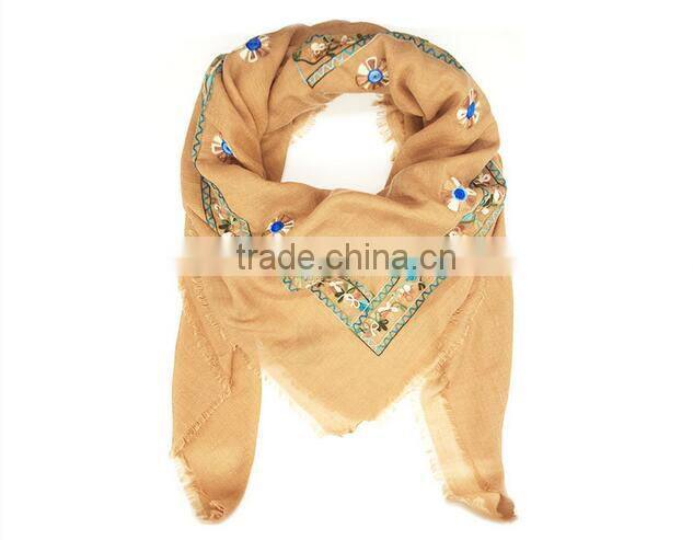 hot sale square headscarf pure cotton embroidery shawl scarf muslim hijab scarf for women