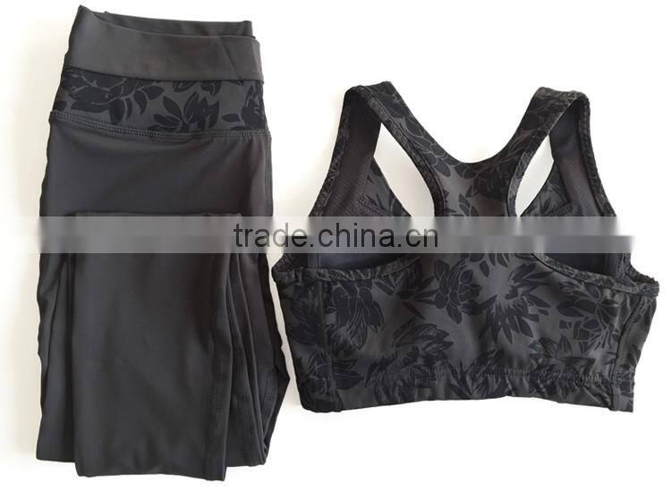 New Arrival Trendy Style Flower Printed Yoga Pants Tank Tops Fitness Wear
