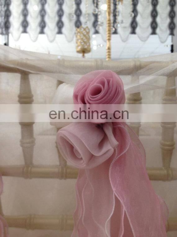 Fancy Wedding Party Ruffled Organza Blush Chair Sashes