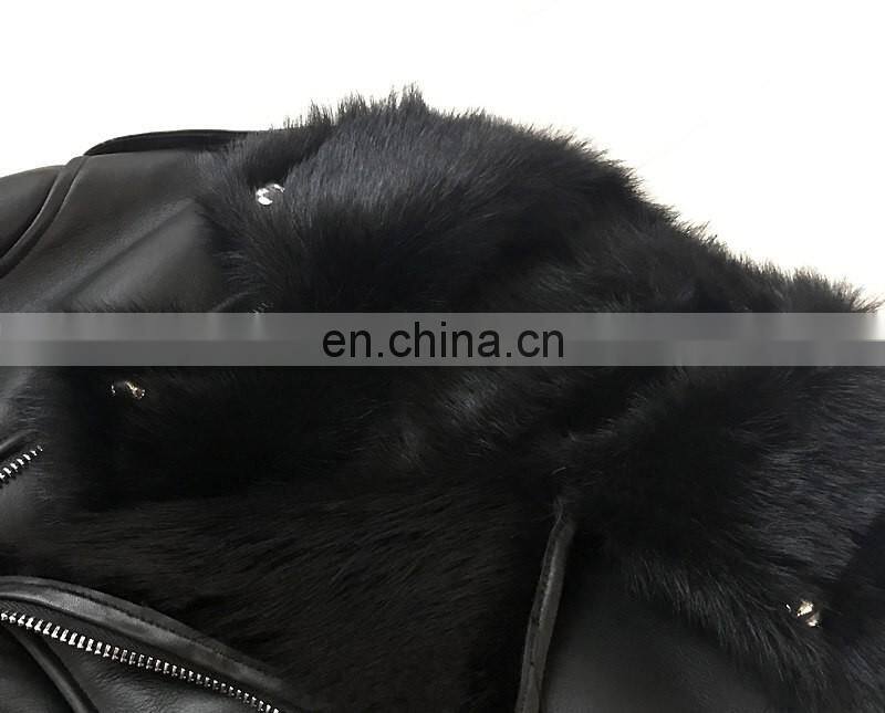 Real Sheep Fur Spring Tuscan Leather Jacket Long Sleeve Genuine Leather Jacket
