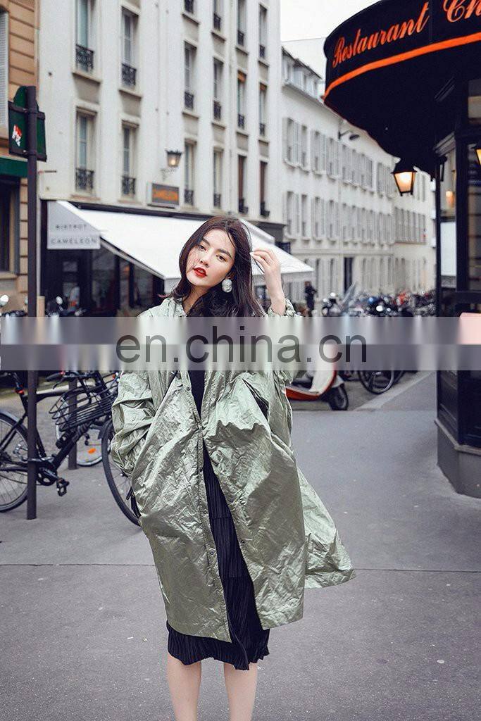 Black Oversized Nylon Zipper Winter Jacket