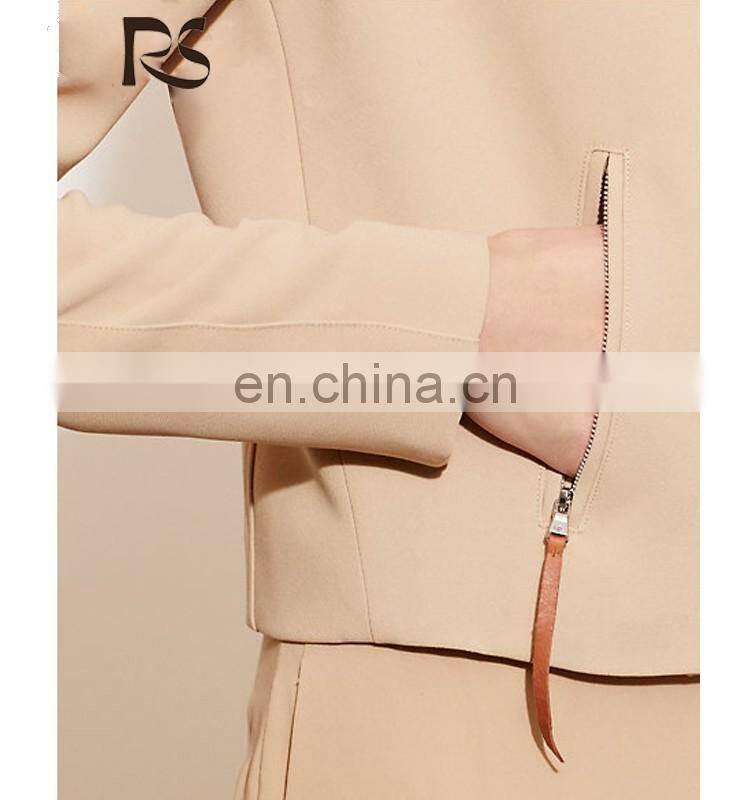 Fancy stretch crepe neutral classic moto jacket