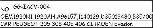 GOGO Idle Air Control Valve for Peugeot 306,405,806 OEM 1920N1 1920AH,A96157,1140129,D35013480,B35/00
