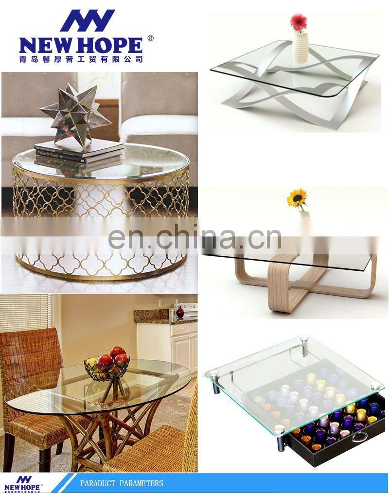 Rectangular tempered glass table tops transparent from chinese factory