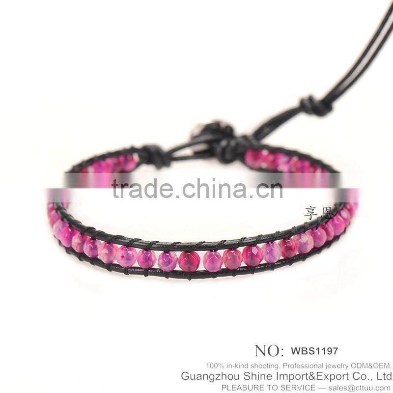 Fashion navy bead leather bracelet XE09-0065