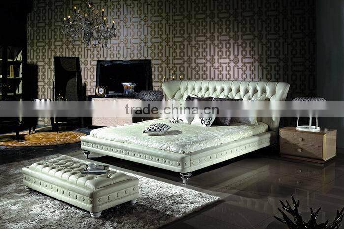 European style luxury leather bed/soft bed