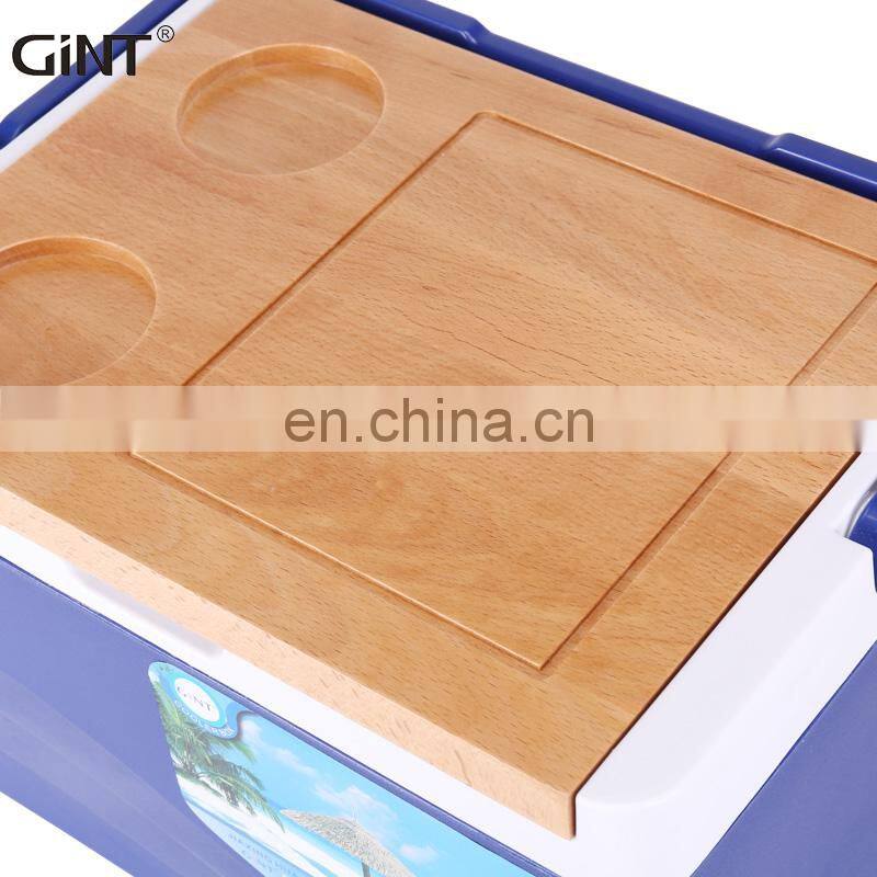 GiNT 11L China Factory Promotional Portable Wooden Lid Hard Coolers Customized Ice Cooler Box