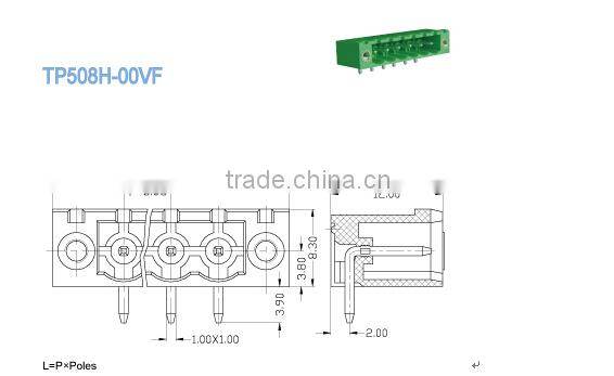 Plastic Electrical Plug-In Terminal Block Right Angle Wire Inlet with Flange for Frequency Convertors