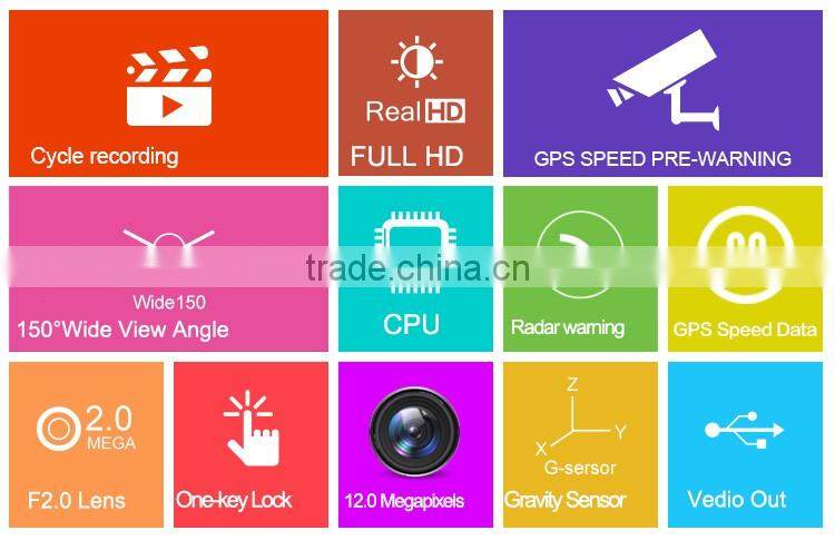 2016 Hidden mini car dvr wireless radar detector 2.4inch Screen HD 1080P Car DVR Camera and Radar Speed Alarm