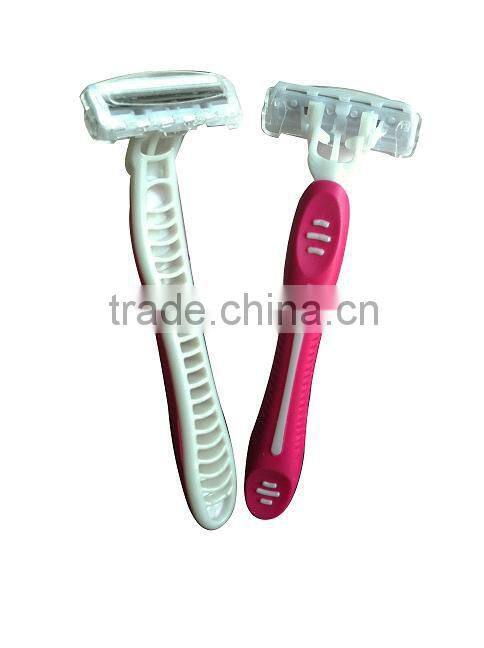 rubber handle triple blade women razor