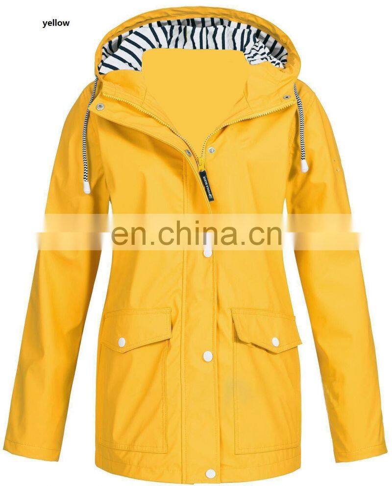 Manufacturer customized brand printing/embroidered women's mid-length loose large size windproof raincoat jacket crop top