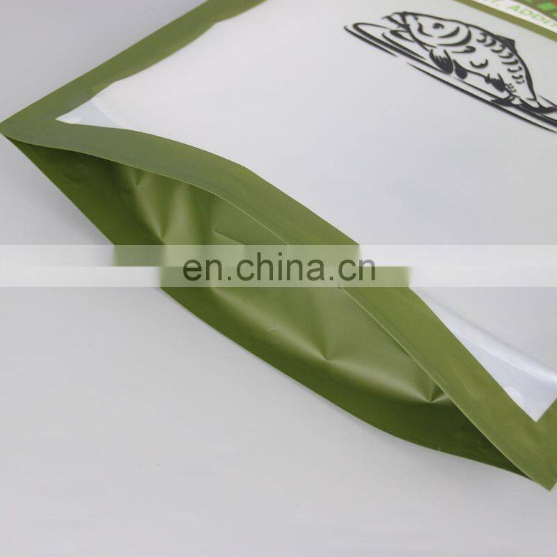 China gold supplier printed stand up dog food packaging mylar bags custom window with resealable zipper