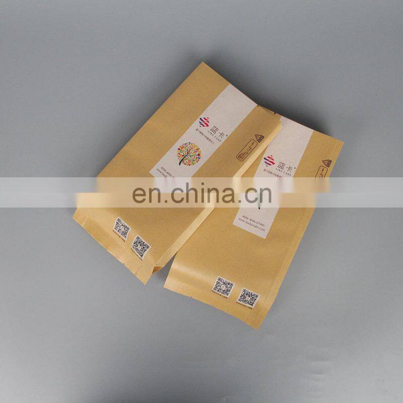 Factory wholesale food packaging doypack stand up pouch with clear window and zip lock for tea snack kraft paper bag printer