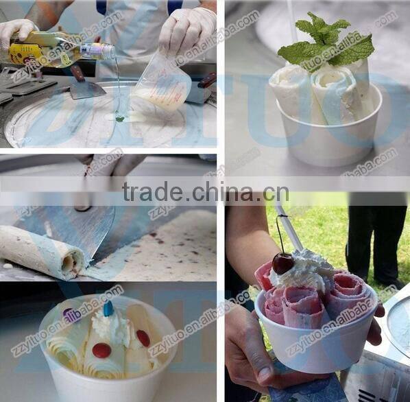 Double Flat Pan Fried Ice Cream Machine, Thailand Roll Ice Cream Maker, China Two Secop Compressor Fried Ice Cream Machine