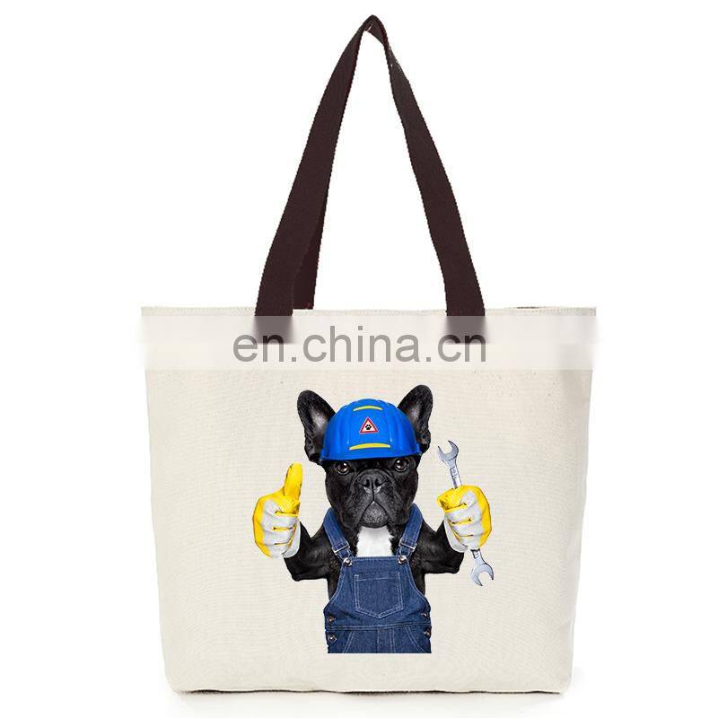 Womens Canvas Cotton Cool Dog Shoulder Shopping Hand Bag