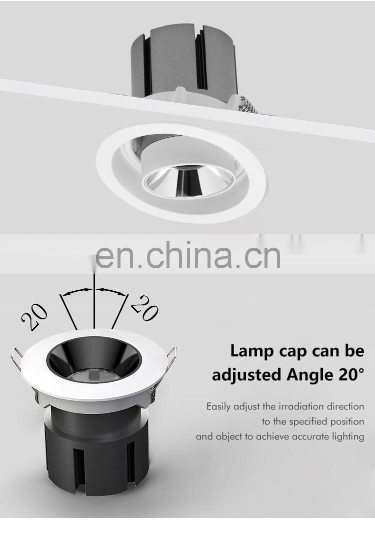 High Quality Aluminum Profile Ceiling Downlight Recessed Shopping Mall Hotel Project 7W Grille Lamp