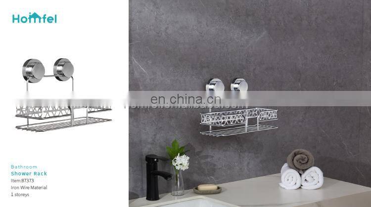 Bathroom Storage Iron Wire Rack Black Electrophoresis Suction PS Box