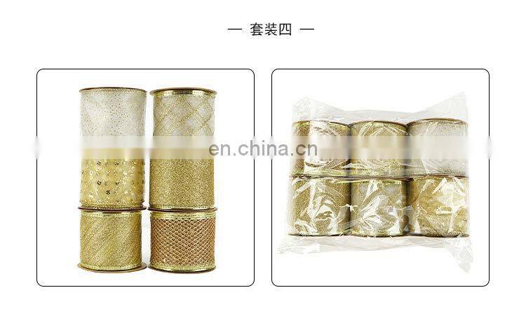 6 Yards/Roll 63mm Gold/Silver Wired Edge Glitter Organza Christmas Ribbon for Wedding Christmas Decoration Gift Packaging
