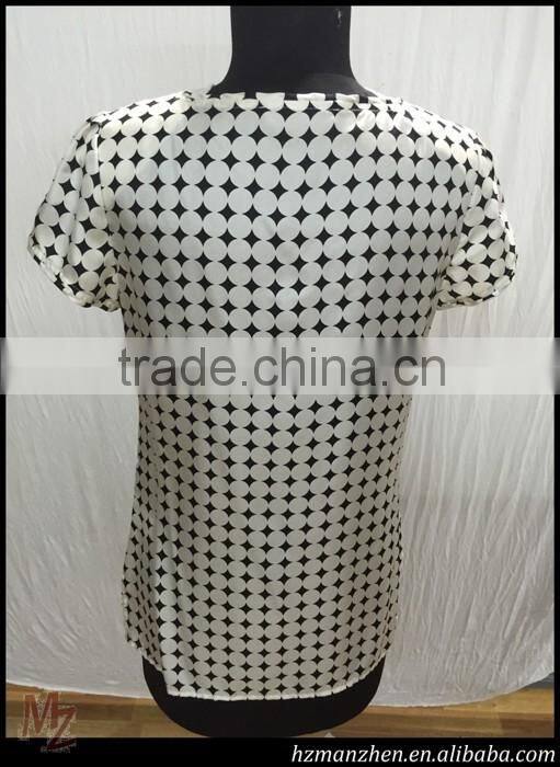 2015 New designs silk printed choli ladies blouse