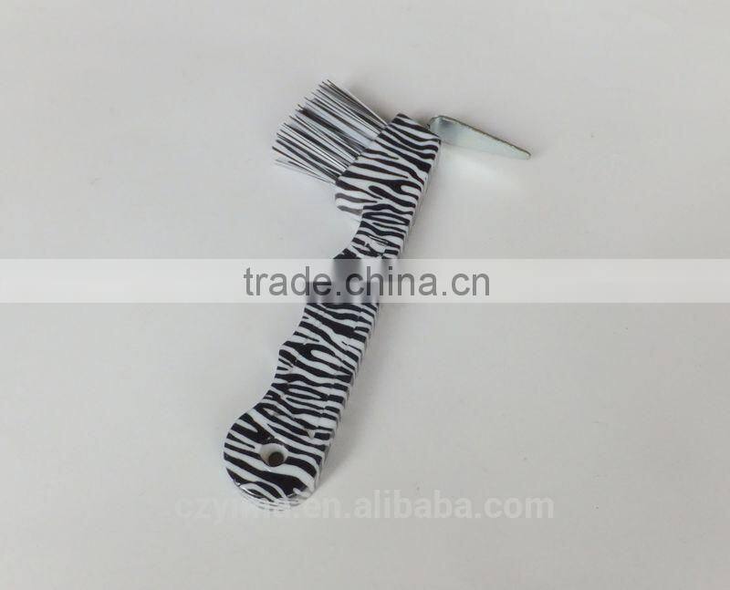 New! zebra patterned horse hoof pick with brush/grooming/equestrian