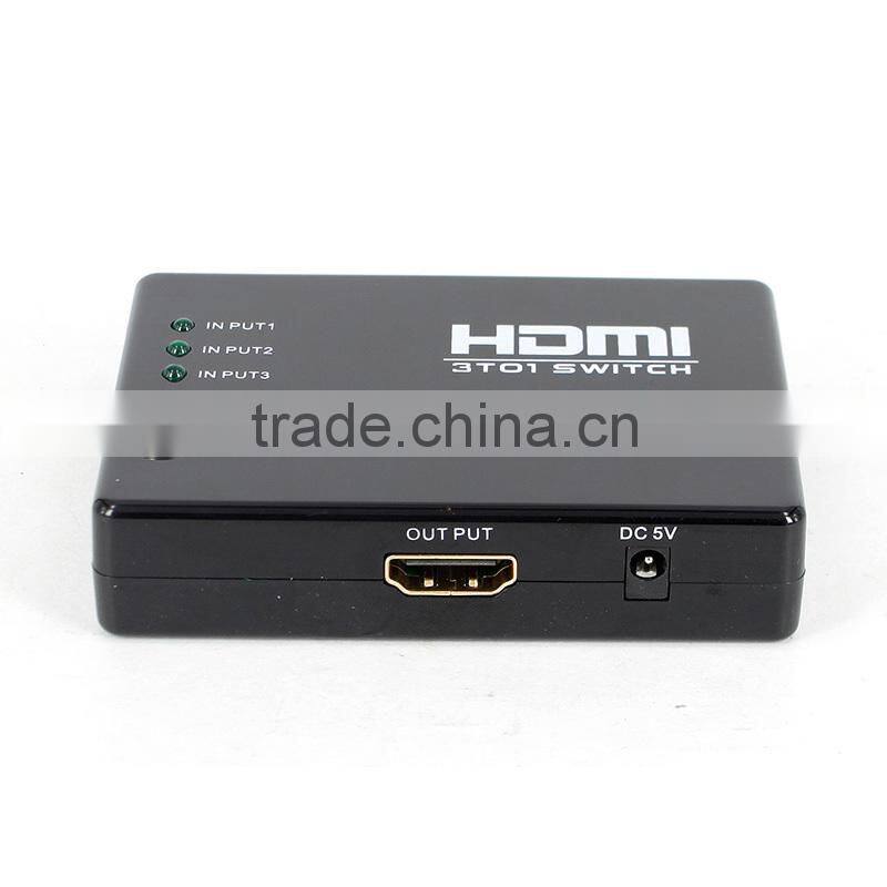 Seamlessly 3x1 HDMI switcher 3 in 1 out support remote control with audio amplifier up to 1080P