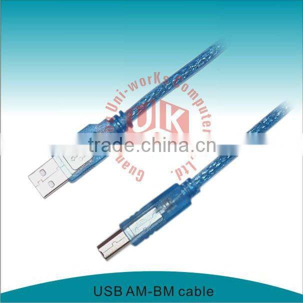 USB 2.0 AM-BM Transparent blue USB printer cable